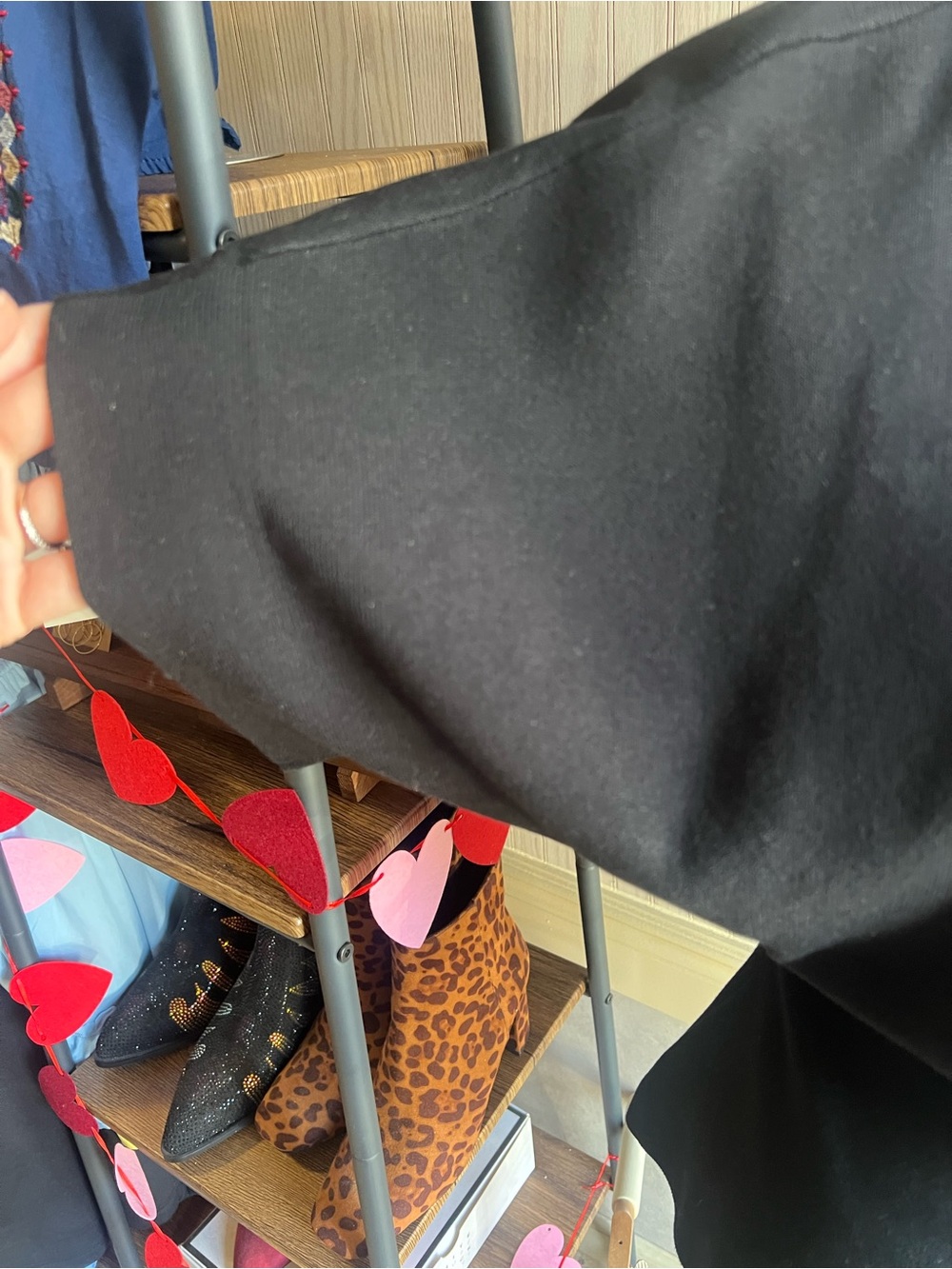 V-Neck Short Sleeve Buttoned Blouse in Black - Picture 5 of 6